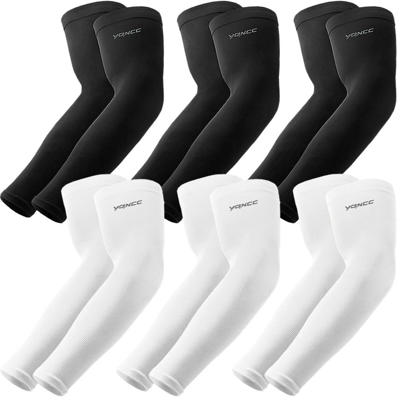 YQXCC 6 Pairs Arm Sleeves for Men Women, UPF 50 Cooling UV Sun Protection Sports Compression Sleeves - Image 1